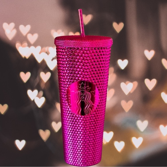 Starbucks Other - STARBUCKS Holiday 2022 Sangria Bling Metallic Chrome Studded Tumbler BARBIECORE